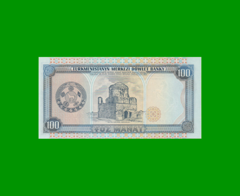 BILLETE DE TURKMENISTAN 100 MANAT, PICK 6b, AÑO 1995, ESTADO SIN CIRCULAR.- - Imagen 2