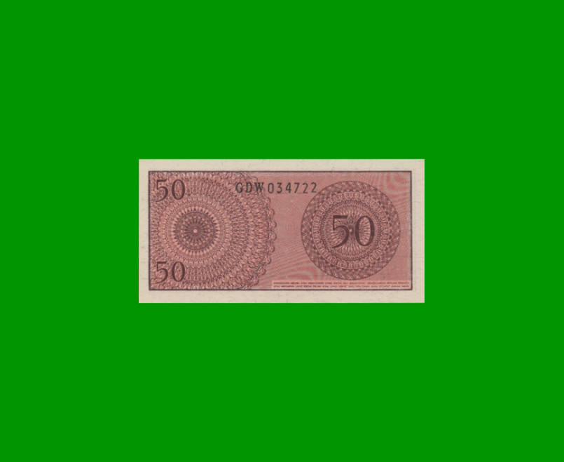 BILLETE DE INDONESIA 50 SEN, PICK 94, AÑO 1964, ESTADO SIN CIRCULAR.- - Imagen 2