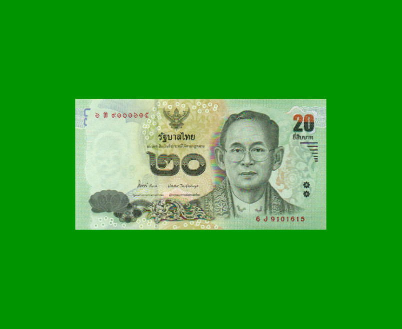 BILLETE DE THAILANDIA 20 BAHT, PICK 118, AÑO 2013, ESTADO SIN CIRCULAR.-