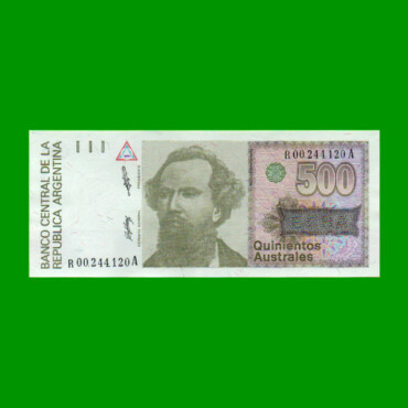 REPOSICION BILLETE DE 500 AUSTRALES, BOT 2850, ESTADO EXCELENTE+ .-