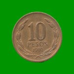 MONEDA DE CHILE 10 PESOS,  AÑO 1982, ESTADO USADA.-