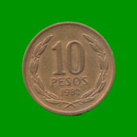 MONEDA DE CHILE 10 PESOS,  AÑO 1982, ESTADO USADA.-