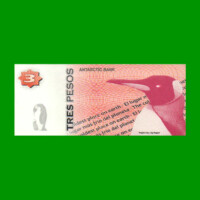 BILLETE DE ANTARTIDA 3 PESOS, FANTASIA, ESTADO SIN CIRCULAR.-