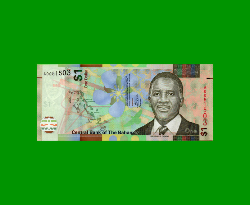 BILLETE DE BAHAMAS 1 DOLAR, POLYMERO, PICK NEW, AÑO 2017, ESTADO SIN CIRCULAR.-