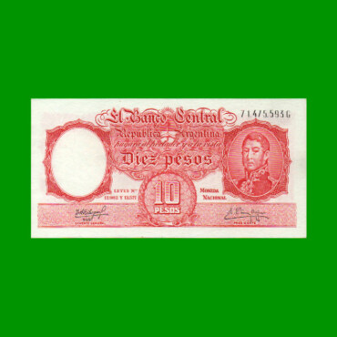 MONEDA NACIONAL $10,00, BOT 1972, AÑO 1962, ESTADO EXCELENTE.-