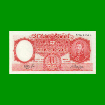 MONEDA NACIONAL $10,00, BOT 1972, AÑO 1962, ESTADO EXCELENTE+ .-