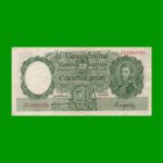 MONEDA NACIONAL $50,00, BOT 1983, NUMEROS ROJOS, AÑO 1948, ESTADO MUY BUENO- .-