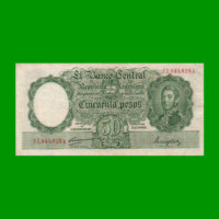 MONEDA NACIONAL $50,00, BOT 1983, NUMEROS ROJOS, AÑO 1948, ESTADO MUY BUENO- .-