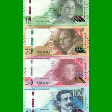 SERIE DE 4 BILLETES DE PERU 10, 20, 50 Y 100 SOLES, PICK NEW, AÑO 2019, ESTADO SIN CIRCULAR.-