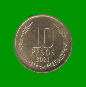 MONEDA DE CHILE 10 PESOS , AÑO 2021 , ESTADO USADA.-