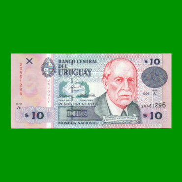 BILLETE DE URUGUAY $10,00 PICK 81, AÑO 1998, SERIE A, ESTADO SIN CIRCULAR.-