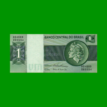 BILLETE DE BRASIL 1 CRUZEIRO, PICK 191Ab, AÑO 1975, ESTADO EXCELENTE+ .-