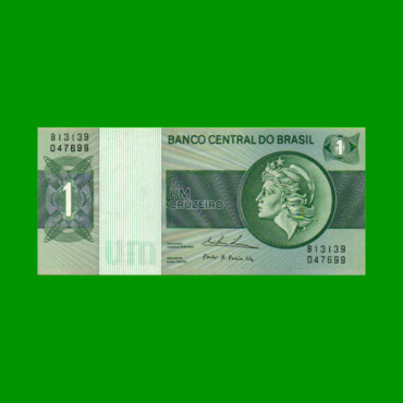 BILLETE DE BRASIL 1 CRUZEIRO, PICK 191Ab, AÑO 1975, ESTADO SIN CIRCULAR.-
