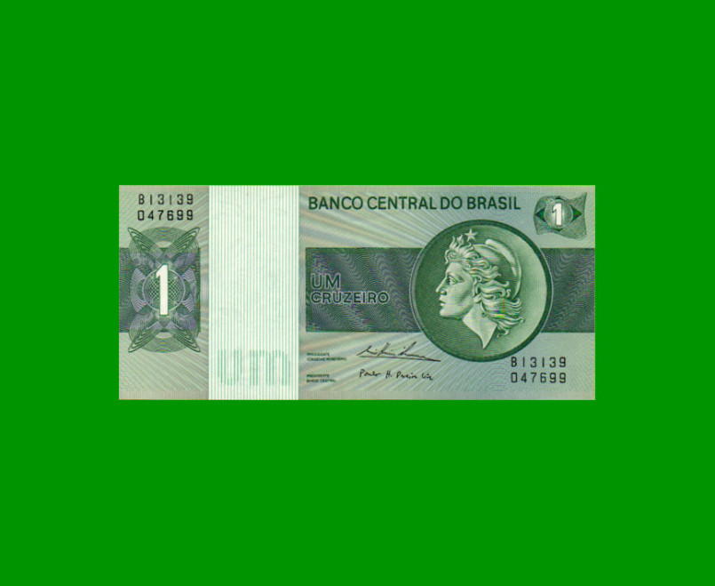 BILLETE DE BRASIL 1 CRUZEIRO, PICK 191Ab, AÑO 1975, ESTADO SIN CIRCULAR.-