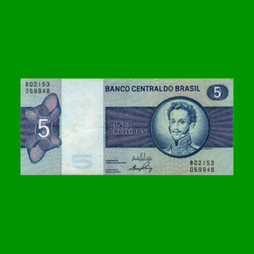 BILLETE DE BRASIL 5 CRUZEIROS, PICK 192b, AÑO 1973, ESTADO EXCELENTE- .-