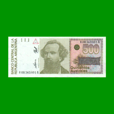 REPOSICION BILLETE DE 500 AUSTRALES, BOT 2852, ESTADO EXCELENTE+ .-