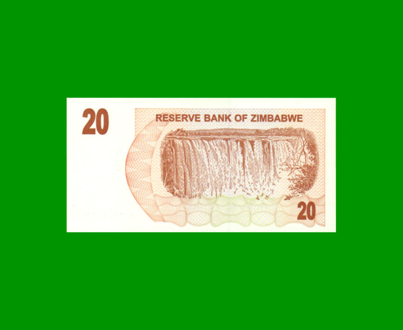 BILLETE DE ZIMBABWE 20 DOLARES, PICK 40, ESTADO SIN CIRCULAR.- - Imagen 2