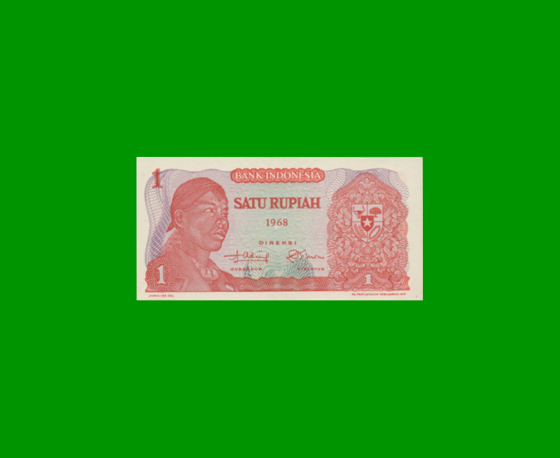 BILLETE DE INDONESIA 1 RUPIA, PICK 102, AÑO 1968, ESTADO SIN CIRCULAR.-