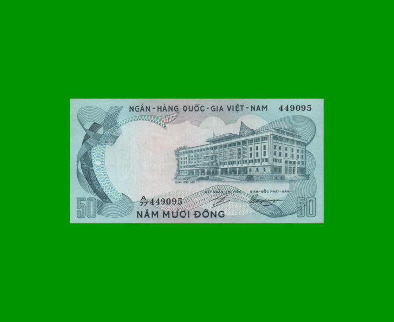 BILLETE DE VIETNAM DEL SUR 50 DONG, PICK 30, AÑO 1972, ESTADO EXCELENTE.-