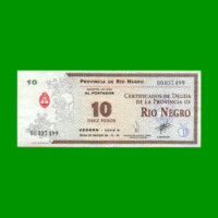BONO DE RIO NEGRO $ 10,00, EC 397, AÑO 1995, ESTADO EXCELENTE- .-