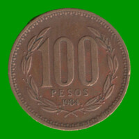 MONEDA DE CHILE 100 PESOS,  AÑO 1984, ESTADO USADA.-