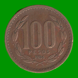 MONEDA DE CHILE 100 PESOS,  AÑO 1984, ESTADO USADA.-