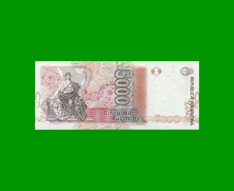 BILLETE DE AUSTRALES, 5.000 AUSTRALES, BOT 2868, AÑO 1990, ESTADO SIN CIRCULAR.- - Imagen 2