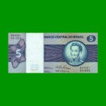 BILLETE DE BRASIL 5 CRUZEIROS, PICK 192c, AÑO 1974, ESTADO EXCELENTE+ .-