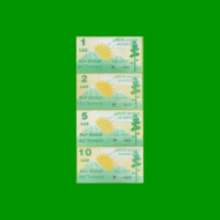 SET 4 BONOS, RED GLOBAL DEL TRUEQUE, NODO EL MIRADOR DE UNQUILLO, 1; 2; 5 Y 10 LUZ, MG 1755 a 1758, ESTADO MB+ a EXC.-