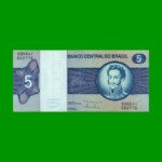 BILLETE DE BRASIL 5 CRUZEIROS, PICK 192d, AÑO 1974, ESTADO EXCELENTE- .-