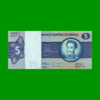BILLETE DE BRASIL 5 CRUZEIROS, PICK 192d, AÑO 1974, ESTADO EXCELENTE- .-