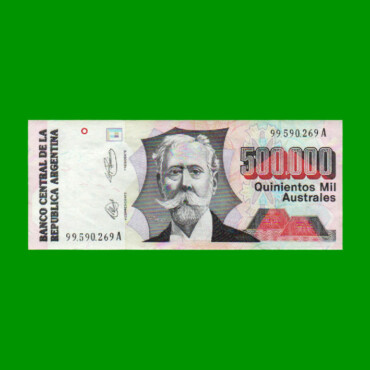BILLETE DE AUSTRALES, 500.000 AUSTRALES, BOT 2902, AÑO 1991, ESTADO SIN CIRCULAR.-