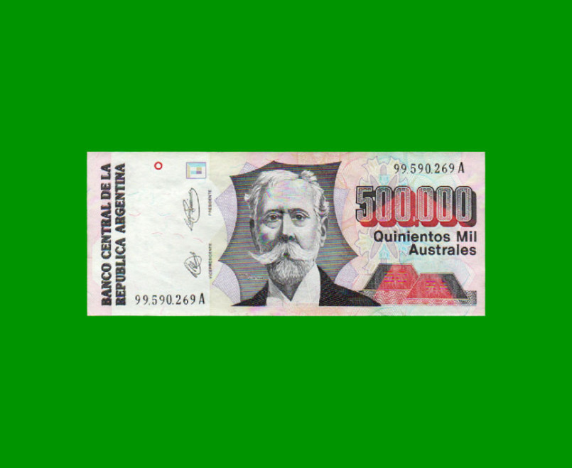 BILLETE DE AUSTRALES, 500.000 AUSTRALES, BOT 2902, AÑO 1991, ESTADO SIN CIRCULAR.-