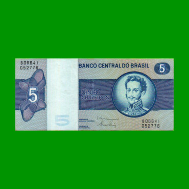 BILLETE DE BRASIL 5 CRUZEIROS, PICK 192d, AÑO 1974, ESTADO EXCELENTE- .-