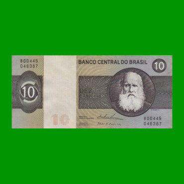 BILLETE DE BRASIL 10 CRUZEIROS, PICK 193c, AÑO 1979, ESTADO EXCELENTE.-