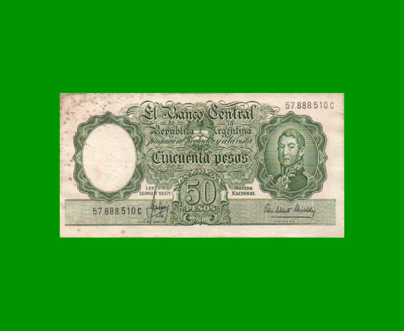 MONEDA NACIONAL $50,00, BOT 2016, AÑO 1964, ESTADO MUY BUENO+ .-