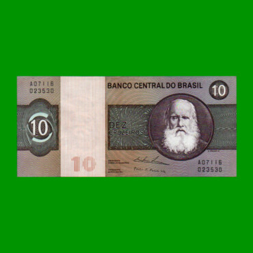 BILLETE DE BRASIL 10 CRUZEIROS, PICK 193b, AÑO 1974, ESTADO EXCELENTE.-