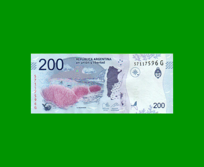 PESOS 3er DISEÑO $200,00, BOT NEW, SERIE G, ESTADO EXCELENTE.- - Imagen 2