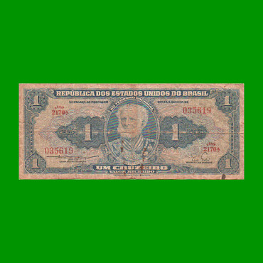 BILLETE DE BRASIL 1 CRUZEIRO, PICK 150b, AÑO 1955, ESTADO BUENO.-