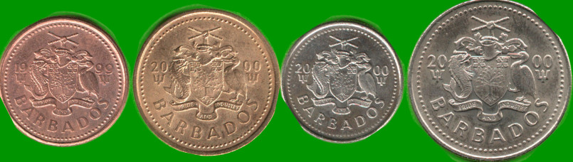 BARBADOS SET DE CUATRO MONEDAS 1, 5, 10 Y 25 CENTIMOS, AÑO 1999/ 2000, ESTADO NUEVAS.- - Imagen 2