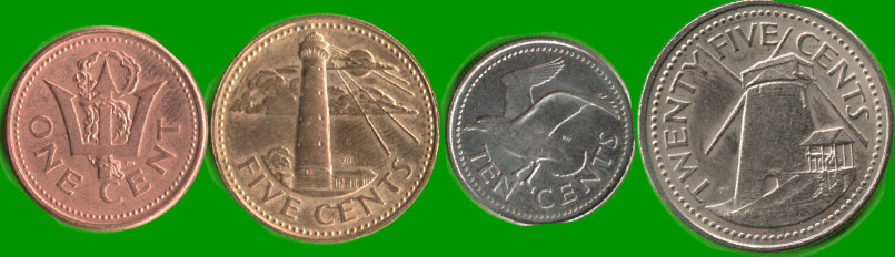 BARBADOS SET DE CUATRO MONEDAS 1, 5, 10 Y 25 CENTIMOS, AÑO 1999/ 2000, ESTADO NUEVAS.-