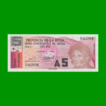 BONO DE LA RIOJA 5,00 DE AUSTRALES, EC 033, AÑO 1985, ESTADO EXCELENTE- .-