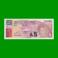 BONO DE LA RIOJA 5,00 DE AUSTRALES, EC 033, AÑO 1985, ESTADO EXCELENTE- .-