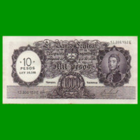 MONEDA NACIONAL $1.000 RESELLADO A $10,00 PESOS LEY 18.188, BOT 2214, AÑO 1969, ESTADO EXCELENTE+ .-