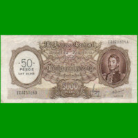 MONEDA NACIONAL $5.000 RESELLADO A $50,00 PESOS LEY 18.188, BOT 2217, AÑO 1969, ESTADO MUY BUENO- .-