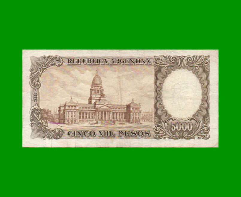 MONEDA NACIONAL $5.000 RESELLADO A $50,00 PESOS LEY 18.188, BOT 2218, AÑO 1969, ESTADO MUY BUENO+ .- - Imagen 2