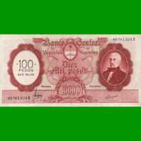 MONEDA NACIONAL $10.000 RESELLADO A $100,00 PESOS LEY 18.188, BOT 2222, AÑO 1970, ESTADO MUY BUENO+ .-
