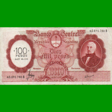 MONEDA NACIONAL $10.000 RESELLADO A $100,00 PESOS LEY 18.188, BOT 2223, AÑO 1971, ESTADO MUY BUENO- .-