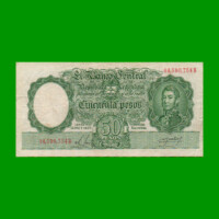 MONEDA NACIONAL $50,00, BOT 1991, NUMEROS ROJOS, AÑO 1955, ESTADO MUY BUENO.-