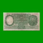 MONEDA NACIONAL $50,00, BOT 1975, NUMEROS ROJOS, AÑO 1943, ESTADO MUY BUENO- .-